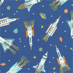 Robert Kaufman - Astrobots Flannel - Rockets, Cobalt