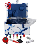 Sewing Basket - Packed with Starter Notions - 11.75  x 8.25^ x 6^, White/Blue