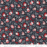 Henry Glass - Snow Crew Flannel - Snowman Faces and Words, Black