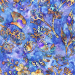 Quilting Treasures - Sylvan Spirit - Floral & Leaf Toss, Blue