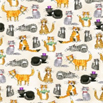 A.E. Nathan - Comfy Flannel Prints - Clever Kitty, Beige