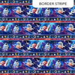 Northcott - Space Odyssey - Border Stripe, Dark Blue