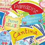Benartex Kanvas Studio - Island Time - Island Time Signs, White
