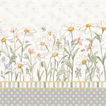 Clothworks - Daisy Field - Double Border, Gray