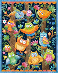 Oasis Fabrics - Wee Ones - 36^ Owls and Jungle Party Panel, Navy