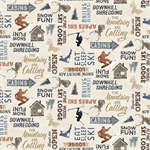 Clothworks - Snow Mountain Flannel - Words, Multi