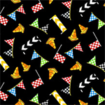 Wilmington Prints - Race Day - Flags And Cones, Black