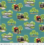 Riley Blake - Covered Bridges in Spring - Main Print, Aqua