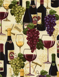 Timeless Treasures - Wine Cellar - Wine Bottles & Grapes, Sand