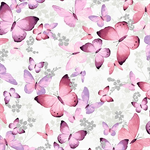 Hoffman California - Fly Freely - Butterflies, Sweetpea/Silver