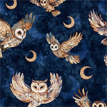 Quilting Treasures - Night Owls - Owls, Dark Navy