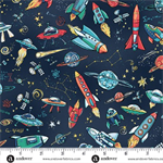 Makower Fabrics - Orbit - Rockets, Blue