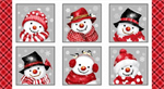 Henry Glass - Snow Crew Flannel - 24^ Snowman Blocks Panel, Multi