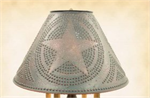 LAMP SHADE - TIN (STAR) BLACK OVER BARN RED 16^