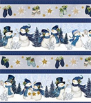 Wilmington Prints - Let it Snow-Man! - Snow Man Stripe, Multi