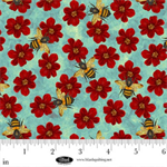 Blank Quilting - Enchanted Canopy - Flowers with Bees, Light Blue