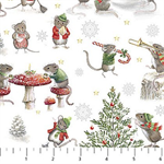 Northcott - The Christmas Mouse Flannel - Mouse Scenic, White