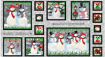 Quilting Treasures - Winter Greetings - 24^ Panel Snowman Picture Patches, Grey