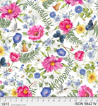 P & B Textiles - Indigo Song - Allover Floral, White