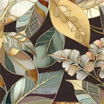 Quilting Treasures - Frond Nouveau - Leaves, Espresso