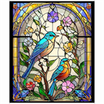 Quilting Treasures - Sunlit Birds - 36^ Stained Glass Birds Panel, Multi