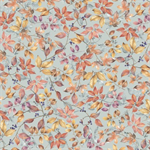 P & B Textiles - Bountiful - Packed Fall Foliage, Light Teal