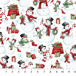 Northcott - Holly Jolly - Snowmen, White