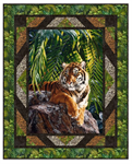 Digital Quilt Top - Striped Queen - Featuring Jungle Queen by Northcott ( Throw)