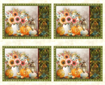 Studio E - Baskets Of Autumn Blessings - 36^ Placemat Panel, Cream