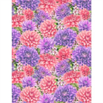 Wilmington Prints - Dahlia Botanica - Packed Floral, Pink/Purple