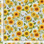 Timeless Treasures - Sunflower Farm - Tossed Sunflowers, Sky
