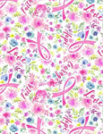 Timeless Treasures - Softie/Minky Print - Pink Ribbon Floral, Pink