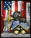 Blank Quilting - Fire Alarm - 36^ Fire Fighter Panel, Red