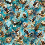Quilting Treasures - Skyward - Eagles, Teal