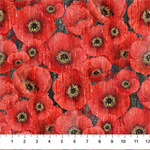 Northcott - Poppy Meadow - Packed Poppy, Charcoal