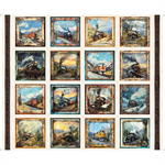 Quilting Treasures - Steam & Steel - 36^ Train Picture Patches, Pearl