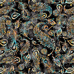 Quilting Treasures - Botanica - Feathers, Black