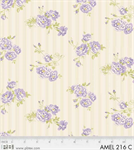 P & B Textiles - Amelie - Small Floral - Stripe, Lavender/Cream