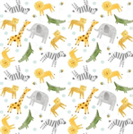 Northcott - Sunny Safari - Super Soft Minky - Animal Toss, White