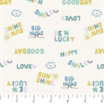 Figo Fabrics - Lucky Day Flannel - Tossed Words, Cream