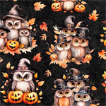 Quilting Treasures - QT Cuties - Halloween Owls, Charcoal