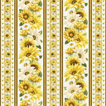 Timeless Treasures - Honey Bee Farm - Bee Floral 11^ Stripe, Cream