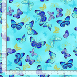 Timeless Treasures - Escapade - Flying Butterflies, Aqua