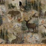 Hoffman California - Stag and Stone - Animal Silhouettes, Antique Beige