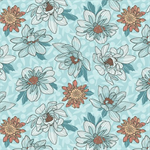 Quilting Treasures - Dahlias At Dusk - Floral Toss, Aqua