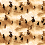 Blank Quilting - Cowboy Culture - Horses & Cowboys, Light Brown