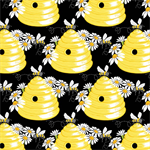 Andover Fabric - Sunny Bee - Bee Hive, Black