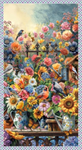 Blank Quilting - Florinda - 24^ Flowers & Birds Panel, Blue