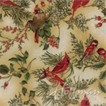 Hoffman California - Winter Magic - Birds & Berries, Gold/Cream