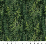 Northcott - Northwood: Naturescapes Bear - Evergreen Trees, Dark Green